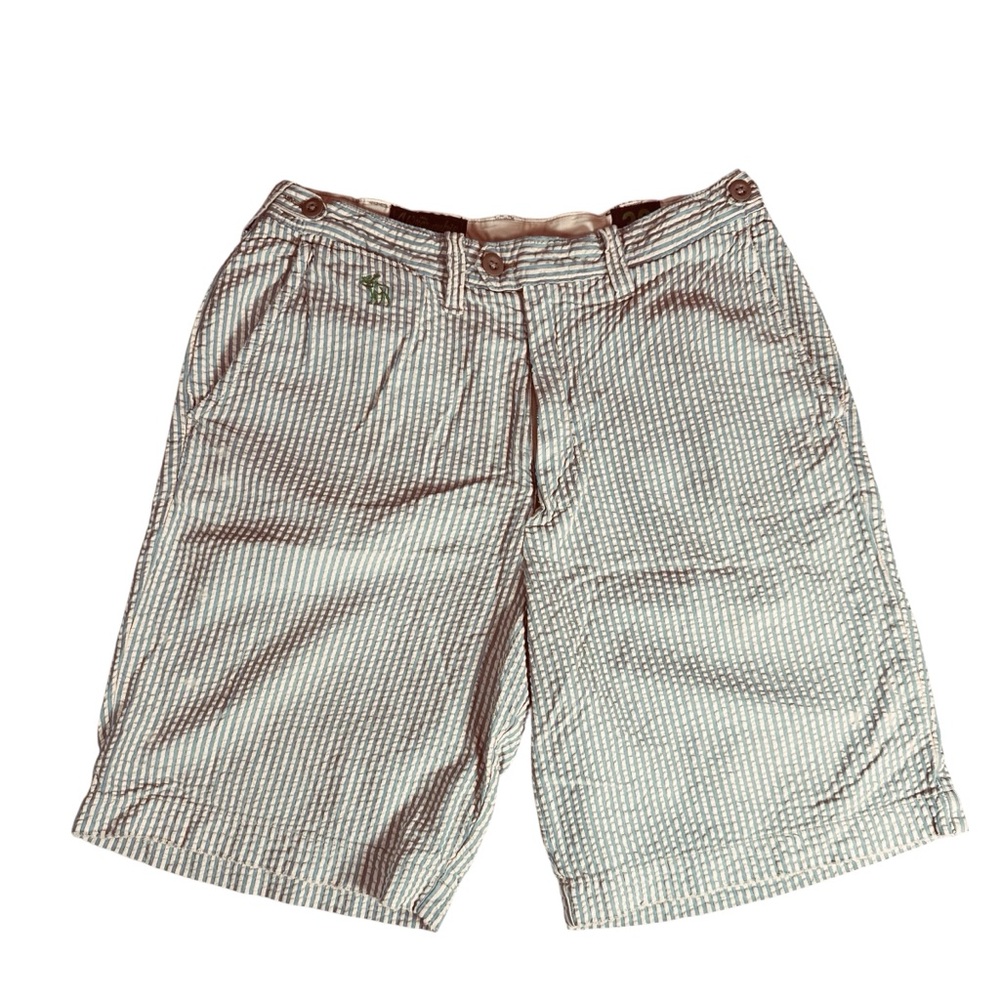 Abercrombie & Fitch Seersucker Shorts Blue White Stripe Adjustable Waist 30 - Picture 1 of 6